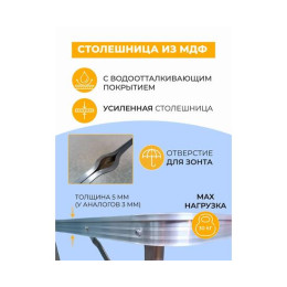 СТОЛ ТУРИСТИЧЕСКИЙ УСИЛИННЫЙ 60*180СМ (СИНИЙ)+ 6 СТУЛЬЕВ / С-6-60*180