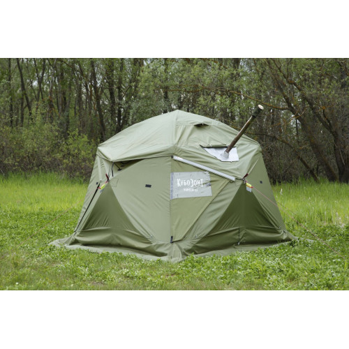 Всесезонная Универсальная палатка Лотос КубоЗонт 4-У Компакт (260х260/215 см) + Гидродно + Пол Утеплённый