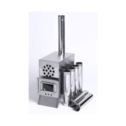 Теплообменник дровяной для палатки "Вектор-ВД" 400х200х380 (нерж.сталь) с вентилятором