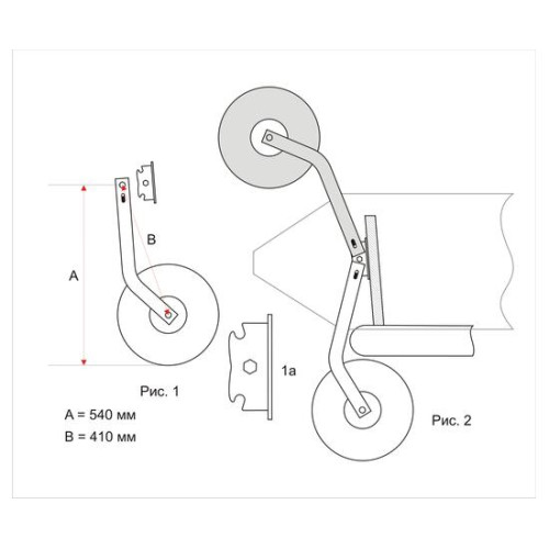 Транцевые колеса Колесец для лодок НДНД с верхними брызговиками