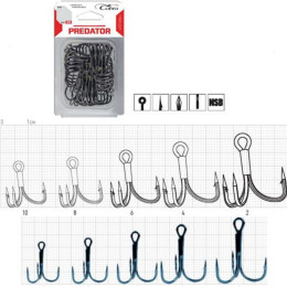 Крючки-тройники Cobra сер. CT330 разм.006 25шт. в блистере