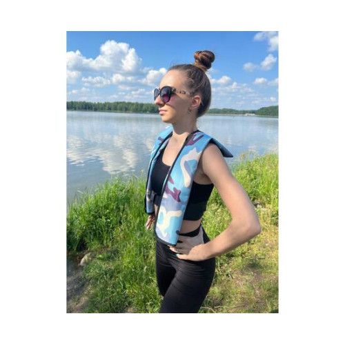 Жилет автоматический спасательный LifeJacket камуфляж голубой