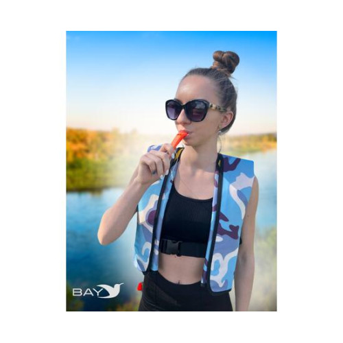 Жилет автоматический спасательный LifeJacket камуфляж голубой