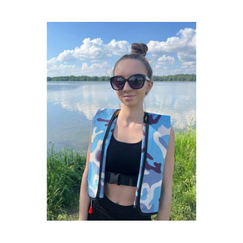 Жилет автоматический спасательный LifeJacket камуфляж голубой