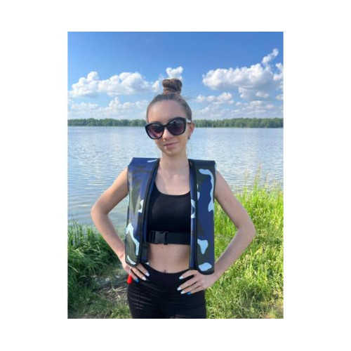 Жилет автоматический спасательный LifeJacket камуфляж синий