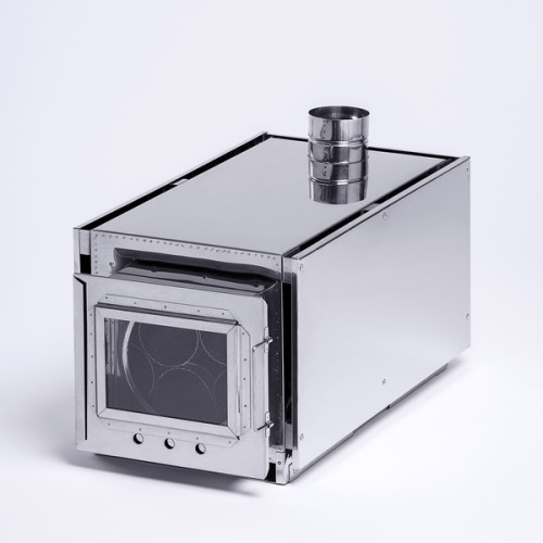 Печь-камин "Инвент" малая 330x230x230 (нерж.сталь 0.8 мм) со стационарными экранами + короб для камней в сумке