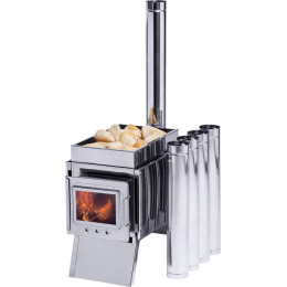 Печь-камин "Инвент" большая 500x300x300 (нерж.сталь 0.8 мм) со стационарными экранами + короб для камней в сумке