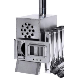 Теплообменник дровяной для палатки “Вектов-ВД” 400x200x380 (нерж.сталь) с вентилятором в сумке