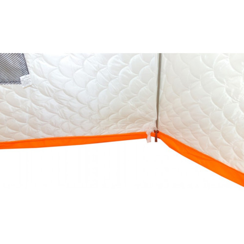 Зимняя палатка "Пингвин Зонт 2 Термолайт" Люкс (3-сл) бело-оранжевый