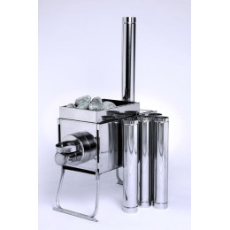 Печь "Инвент" экономка средняя 500x250x250 (нерж.сталь 0.8 мм) со стационарными экранами + короб для камней в сумке