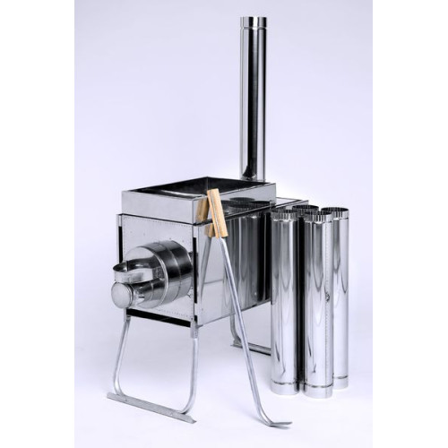 Печь "Инвент" экономка большая 500x300x300 (нерж.сталь 0.8 мм) со стационарными экранами + короб для камней в сумке