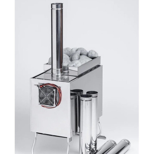 Печь "Инвент" средняя со встроенным теплообменником с вентилятором 500x250x250 (нерж.сталь 0.8 мм) 