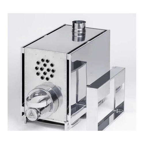 Печь "Инвент" малая со встроенным теплообменником с вентилятором 330x230x230 (нерж.сталь 0.8 мм) со стационарными экранами + короб для камней в сумке