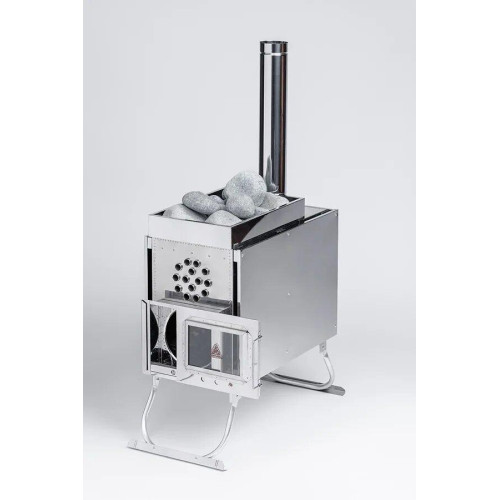 Печь-камин "Инвент" средняя со встроенным теплообменником с вентилятор330x230x230 (нерж.сталь 0.8 мм) 