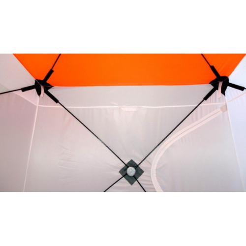 Зимняя палатка Пингвин Mr. Fisher 200 (2-сл) вшитый пол на липучке 200*200 (бело-оранжевый) + чехол