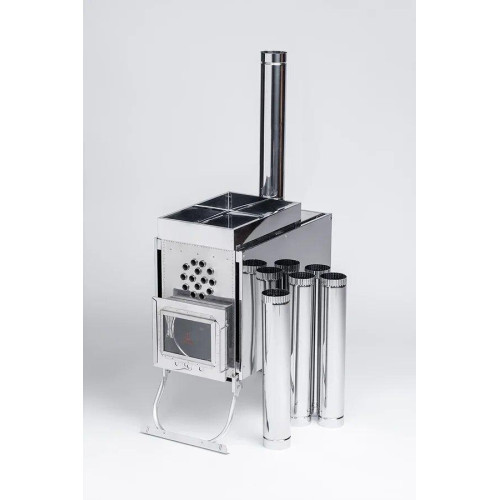 Печь-камин "Инвент" средняя со встроенным теплообменником с вентилятор 