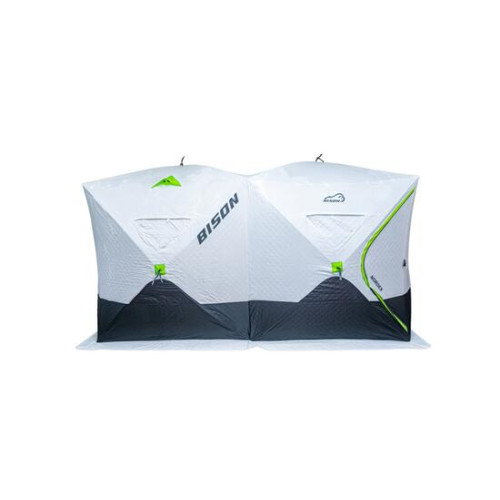 Палатка зимняя Bison Nordex двойной куб (4.20х2.00х2.30м) бело-зелёная