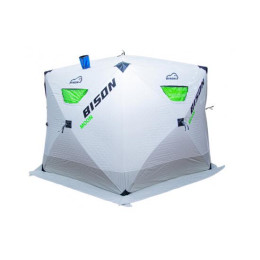Палатка зимняя трехслойная Bison Moon Extra шестигранник (3.50х2.00х2.20м) бело-зелёная