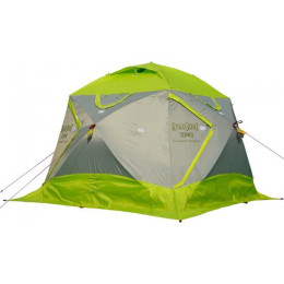 Утепленная зимняя палатка Лотос КубоЗонт 4 Компакт Термо (Серо-Салатовый) Модель 2022
