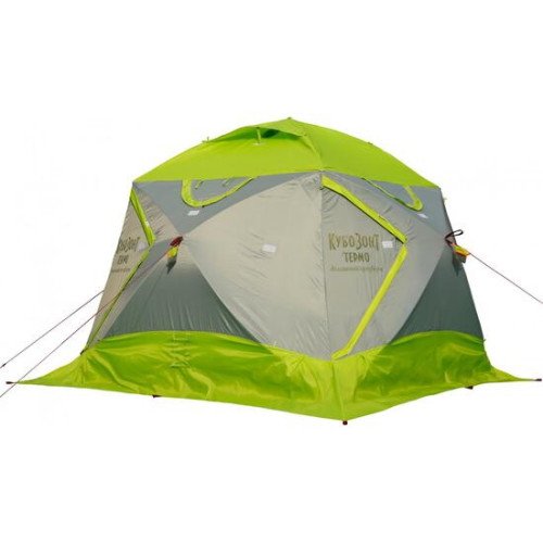 Утепленная зимняя палатка Лотос КубоЗонт 4 Компакт Термо (Серо-Салатовый) Модель 2022