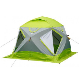 Утепленная зимняя палатка Лотос КубоЗонт 4 Компакт Термо (Серо-Салатовый) Модель 2022