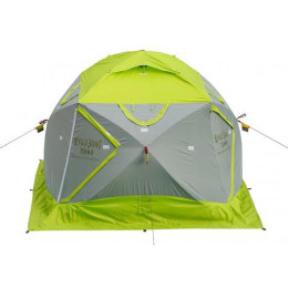Утепленная зимняя палатка Лотос КубоЗонт 4 Компакт Термо (Серо-Салатовый) Модель 2022