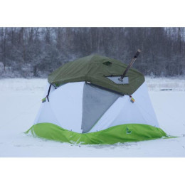 Утепленная зимняя палатка Лотос КубоЗонт 4 Компакт Термо (Серо-Салатовый) Модель 2022
