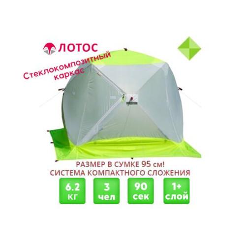 Зимняя палатка Лотос Куб 3 Компакт ЭКО (Салатовый)