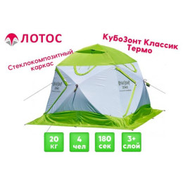 Утепленная зимняя палатка Лотос КубоЗонт 4 Классик Термо (Салатовый) 2022