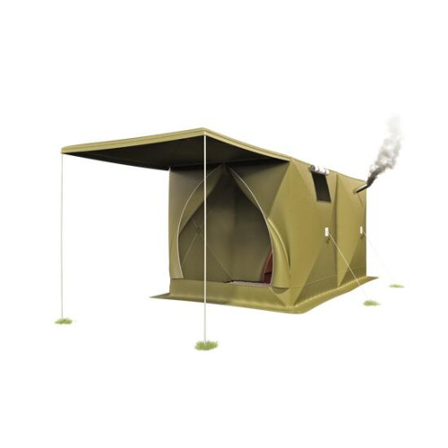 Походная палатка Баня - Шатер СТЭК Дубль-3Т (однослойная) хаки с навесом