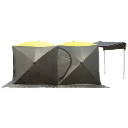 Походная палатка Баня - Шатер СТЭК Дубль-3Т (однослойная) хаки с навесом