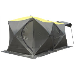 Походная палатка Баня - Шатер СТЭК Дубль-3Т (однослойная) хаки с навесом