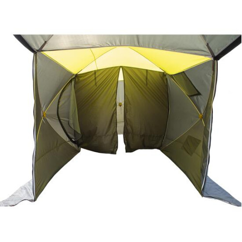 Походная палатка Баня - Шатер СТЭК Дубль-3Т (однослойная) хаки с навесом