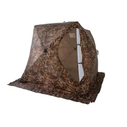 Палатка зимняя СТЭК КУБ 3 Т трехслойная, камуфляж, с выводом под трубу (2.2х2.2х2.05 м)