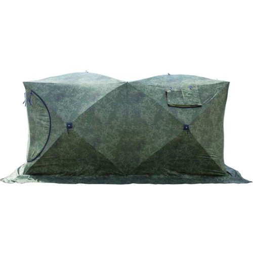 Палатка зимняя СТЭК КУБ 3 Т ДУБЛЬ трехслойная, дышащая (камуфляж, пиксель с навесом)