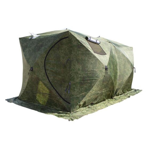 Палатка зимняя СТЭК КУБ 3 Т ДУБЛЬ трехслойная, дышащая (камуфляж, камыш)
