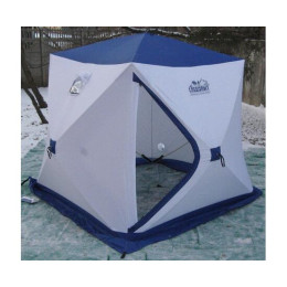 Палатка зимняя Следопыт КУБ 3 бело-синяя трехслойная (1.95х1.95х2.05 м)