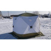 Палатка зимняя куб СЛЕДОПЫТ Premium 3 (1.8x1.8 м, 3-х местная, 3 слоя, белый/олива)
