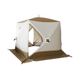 Палатка зимняя куб СЛЕДОПЫТ Premium 4 (2,1х2,1 м, 4-х местная, 3 слоя, белый/олива)